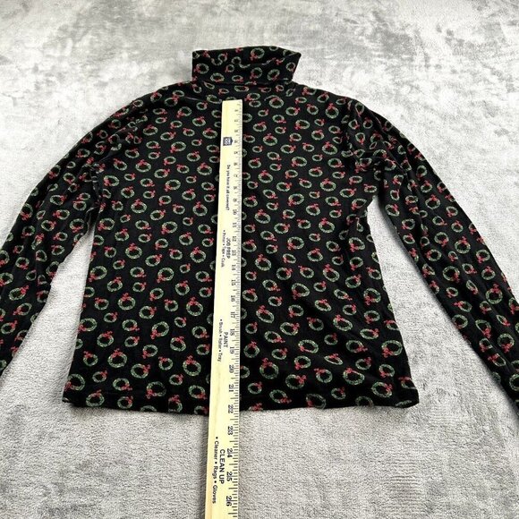 VTG Faded Glory Christmas Turtleneck Women's SZ Large 10/12 Wreath Y2K Layering - Picture 5 of 11